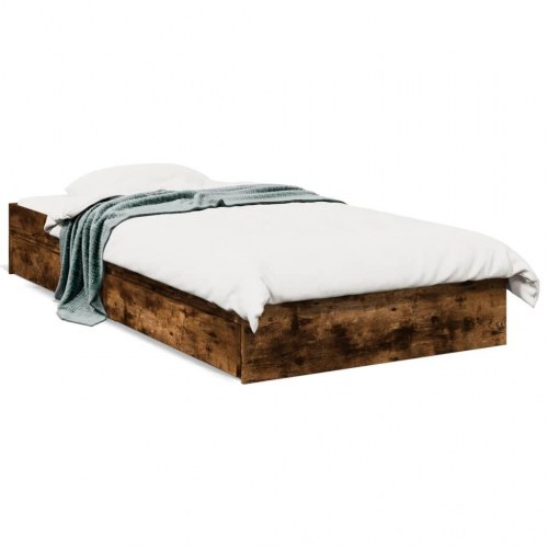 Sengeramme med 4 skuffer 90 x 190 cm - røget eg