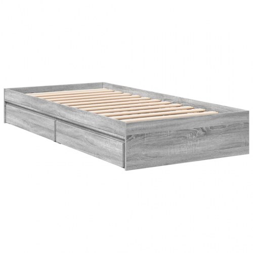 Sengeramme med 4 skuffer 100 x 200 cm - grå sonoma-eg