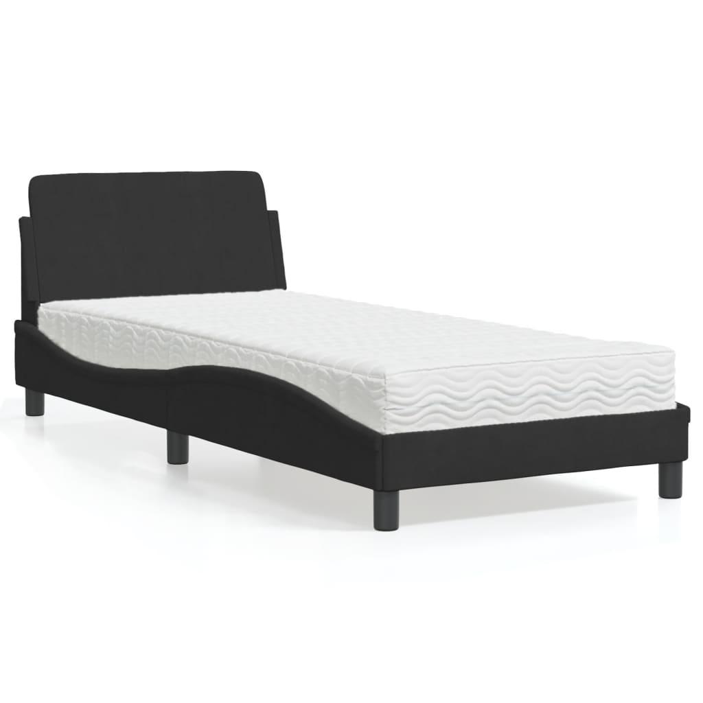 Seng med madras 90x190 cm velour sort