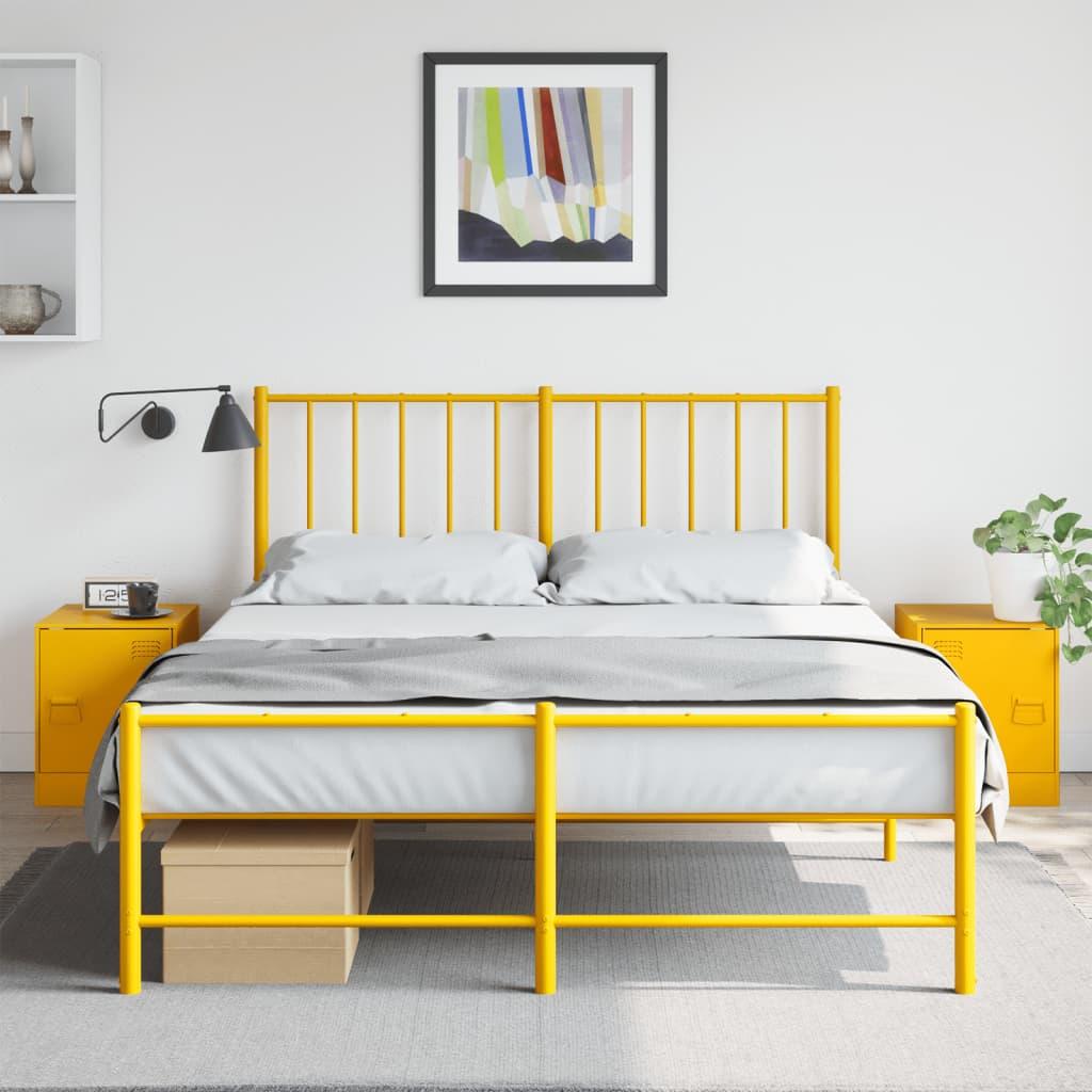 Sengeborde 2 Stk. 34 5x39x44 Cm Stål Sennepsgul