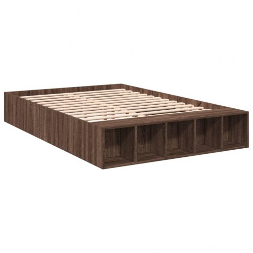 Sengestel 135x190 cm konstrueret træ brun eg