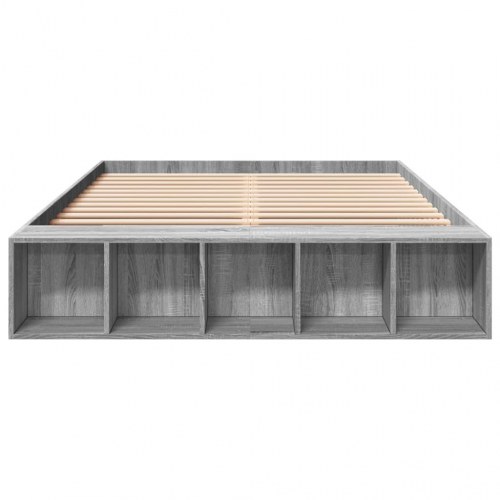 Sengestel 150 x 200 cm med opbevaringsrum - grå sonoma-eg