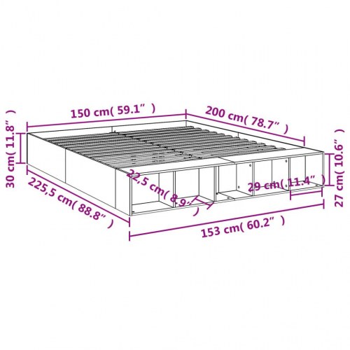 Sengestel 150x200 cm konstrueret træ brun eg