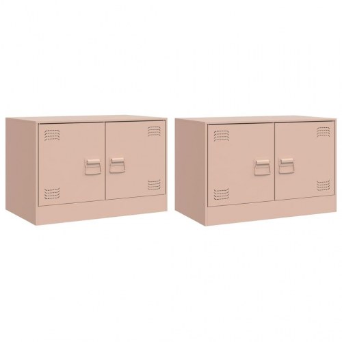 Tv-borde 2 stk. 67x39x44 cm stål lyserød