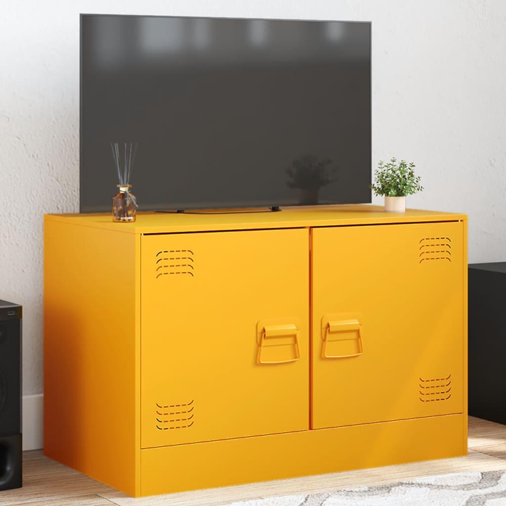 Tv-bord i stål 67 × 39 × 44 cm - sennepsgul, 2 låger