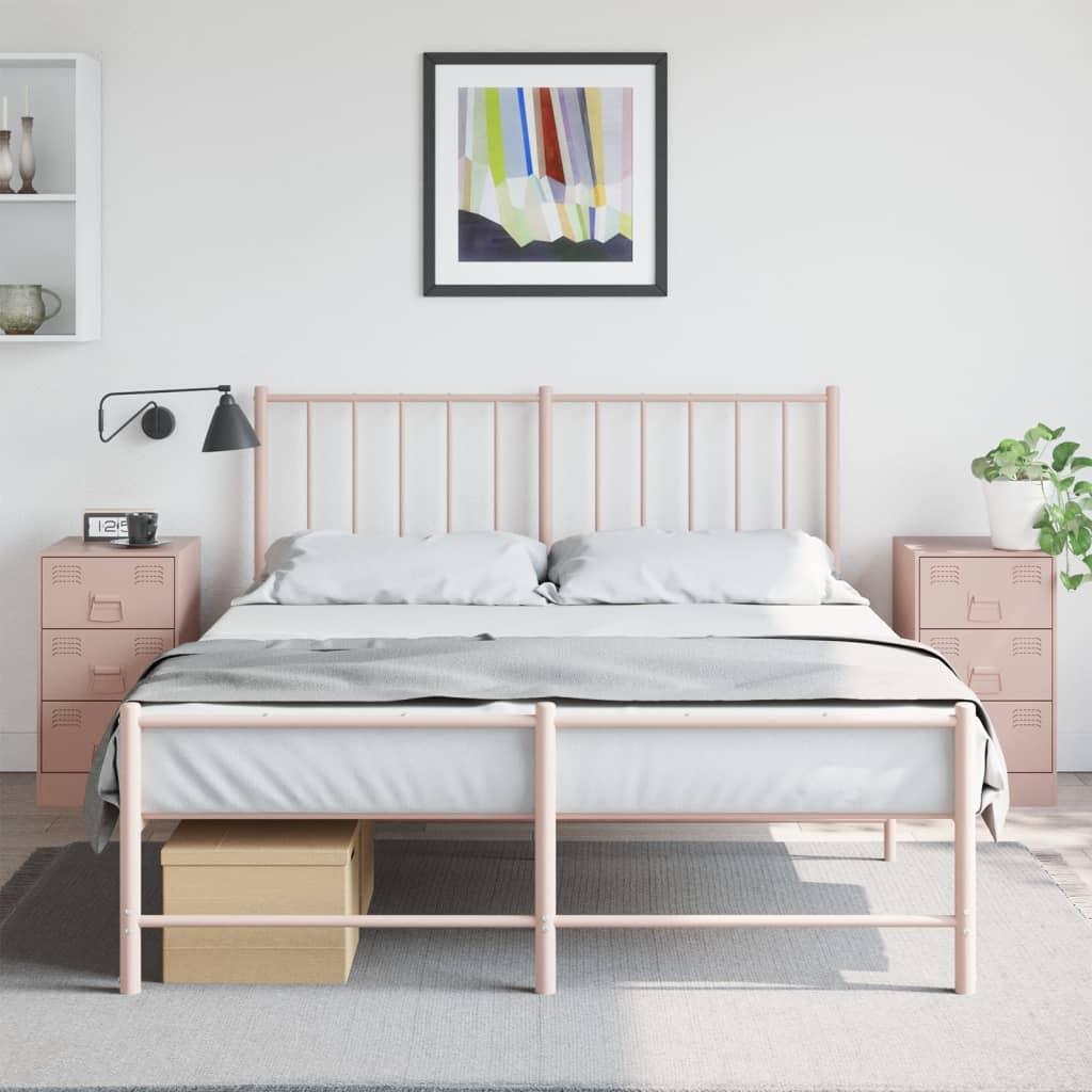 Sengeborde 2 Stk. 34 5x39x62 Cm Stål Lyserød