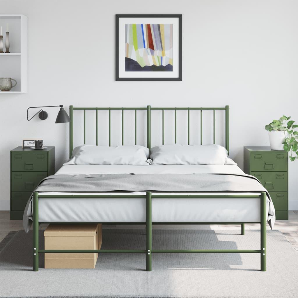 Sengeborde 2 Stk. 34 5x39x62 Cm Stål Olivengrøn