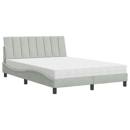 Seng med madras 140x190 cm velour lysegrå