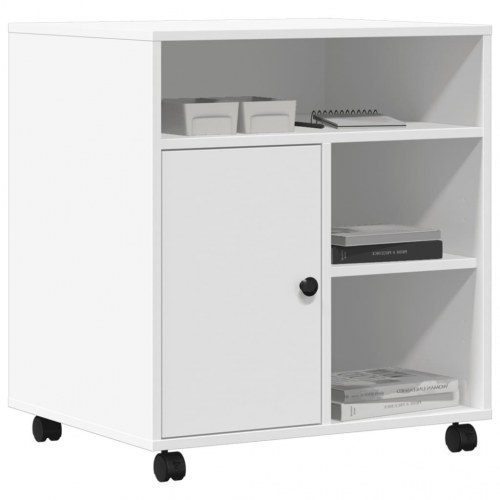 Printerstativ med hjul - 60 × 50 × 67 cm, hvid