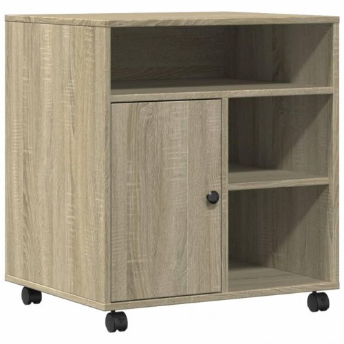 Printerstativ med hjul 60 × 50 × 67 cm - sonoma-eg
