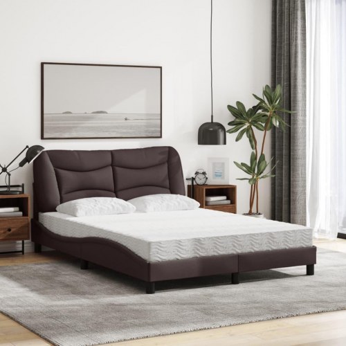 Seng med madras Hvar 140x190 cm - stof, mørkebrun
