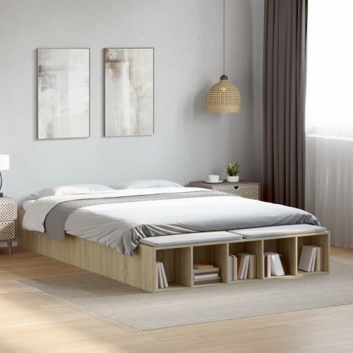 Sengestel 150x200 cm konstrueret træ sonoma-eg