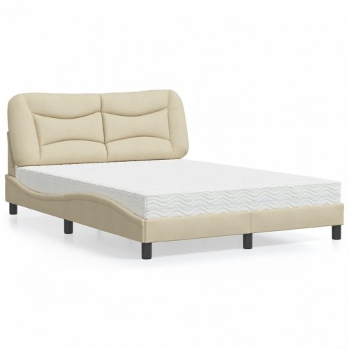 Seng med madras Hvar 140x190 cm - stof, cremefarvet