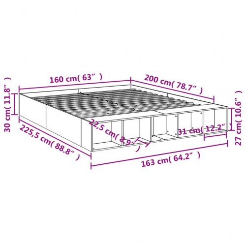 Sengestel 160x200 cm konstrueret træ sonoma-eg