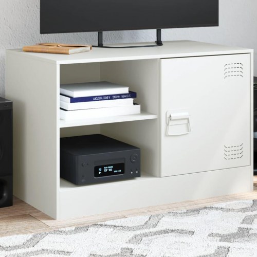 Tv-bord i koldvalset stål 67 x 39 x 44 cm - hvid