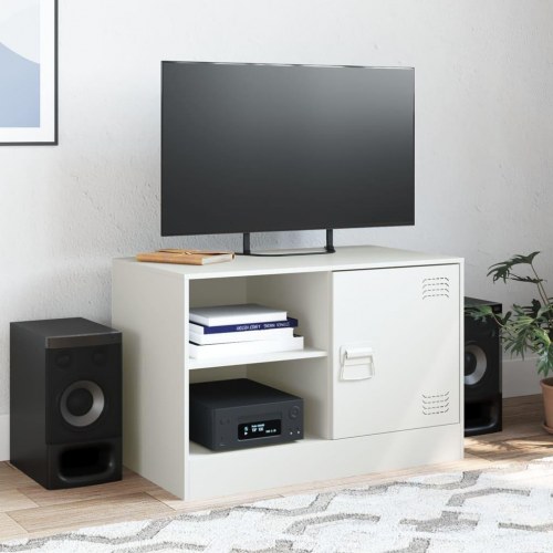 Tv-bord i koldvalset stål 67 x 39 x 44 cm - hvid