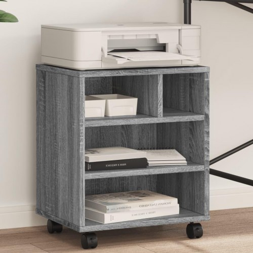 Printerstativ med hjul 41×32×48 cm - grå sonoma-eg