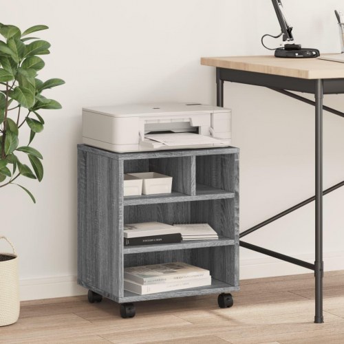 Printerstativ med hjul 41×32×48 cm - grå sonoma-eg