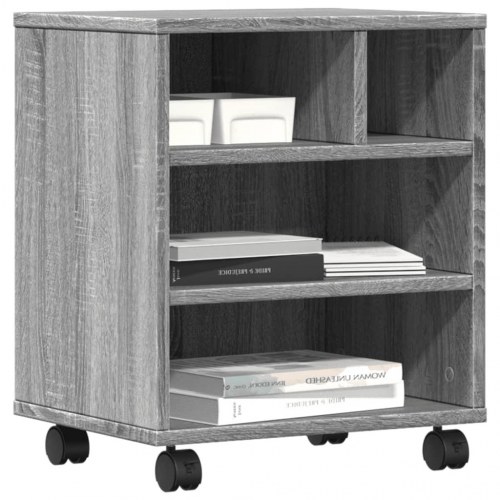 Printerstativ med hjul 41×32×48 cm - grå sonoma-eg