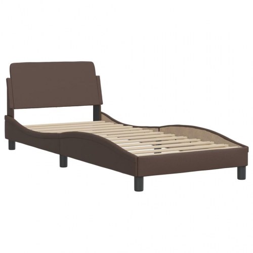 Seng med madras Dover 90x190 cm kunstlæder brun