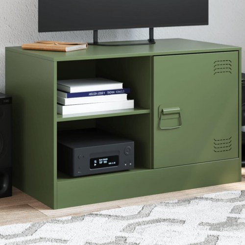 Tv-bord i stål 67 × 39 × 44 cm - olivengrøn