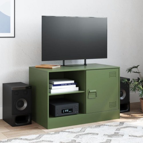 Tv-bord i stål 67 × 39 × 44 cm - olivengrøn