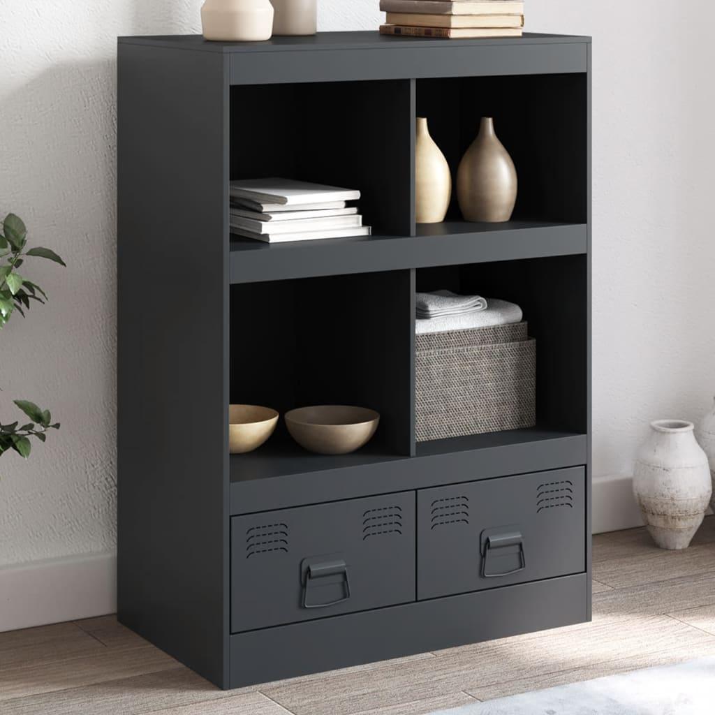 Skab i stål 67 × 39 × 95 cm - antracitgrå med hylder og skuffer