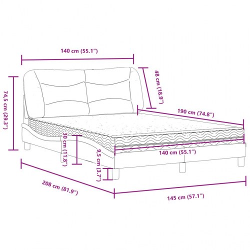 Seng med madras Hvar 140x190 cm - stof, sort