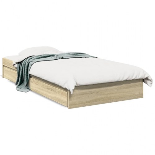 Sengeramme med 4 skuffer 100 x 200 cm - sonoma-eg