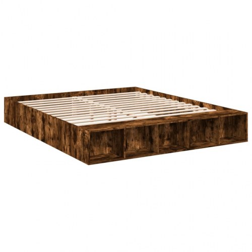 Sengestel 200x200 cm konstrueret træ røget eg