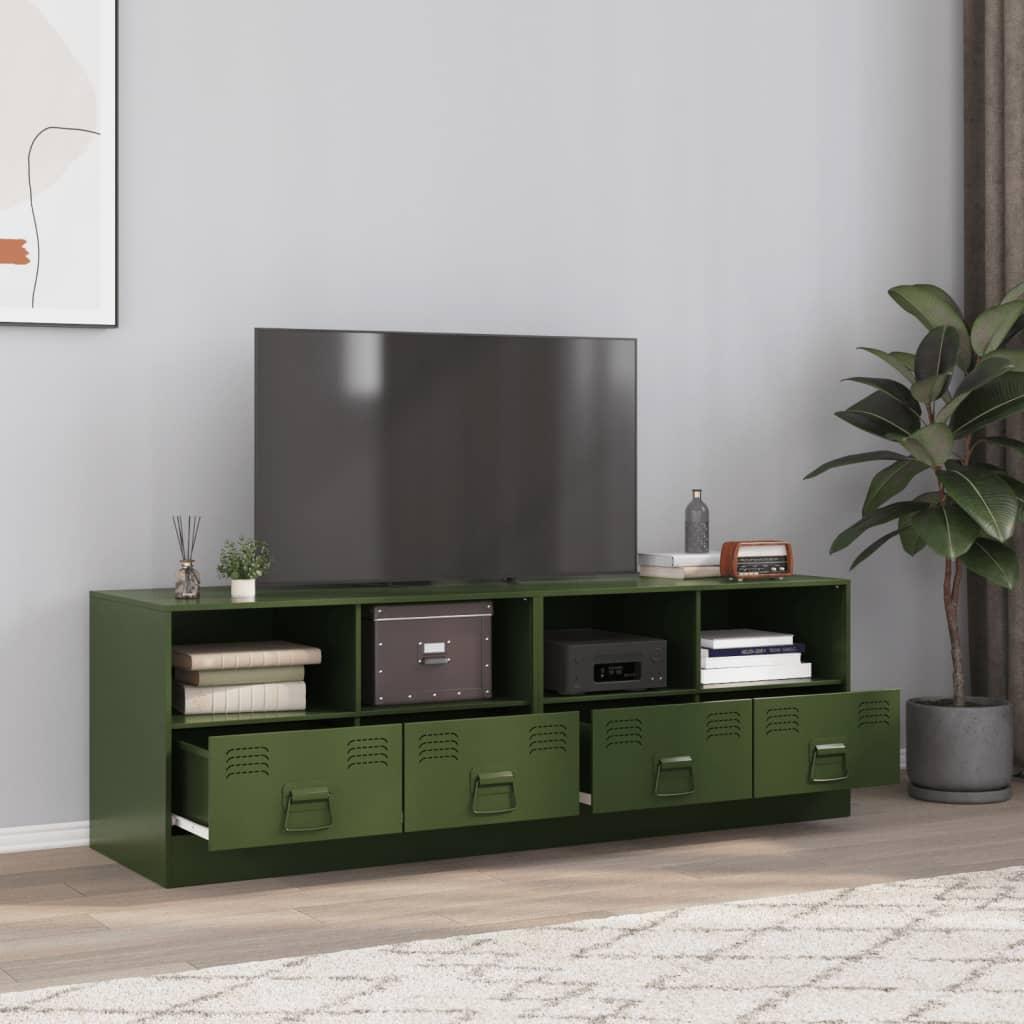 Tv Borde 2 Stk. 67x39x44 Cm Stål Olivengrøn