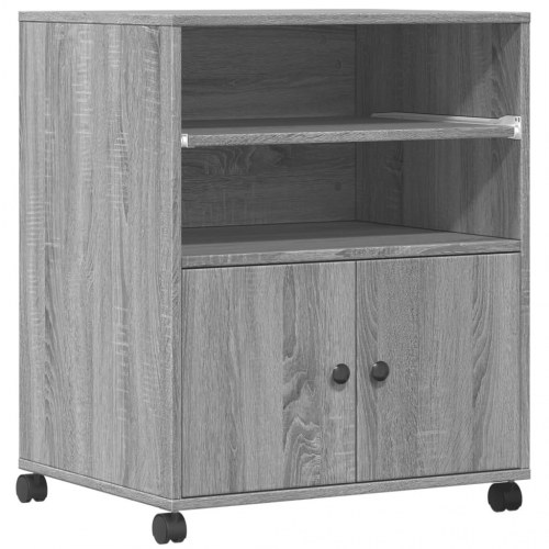Printerstativ med hjul 60 x 48 x 74 cm - grå sonoma-eg