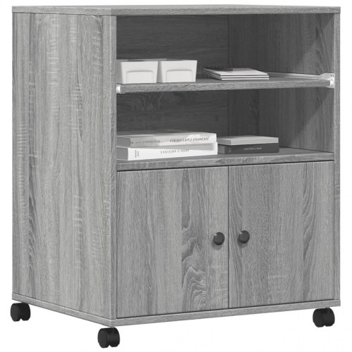 Printerstativ med hjul 60 x 48 x 74 cm - grå sonoma-eg