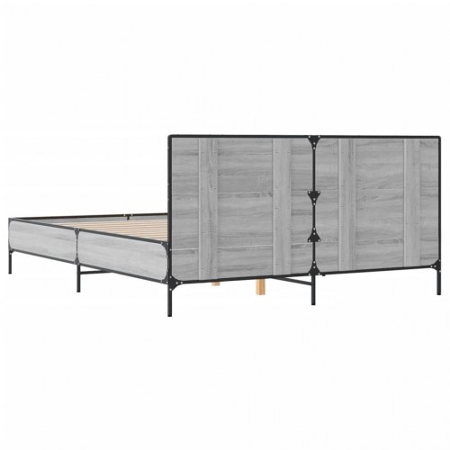 Sengestel med hovedgærde 150 x 200 cm - grå sonoma-eg