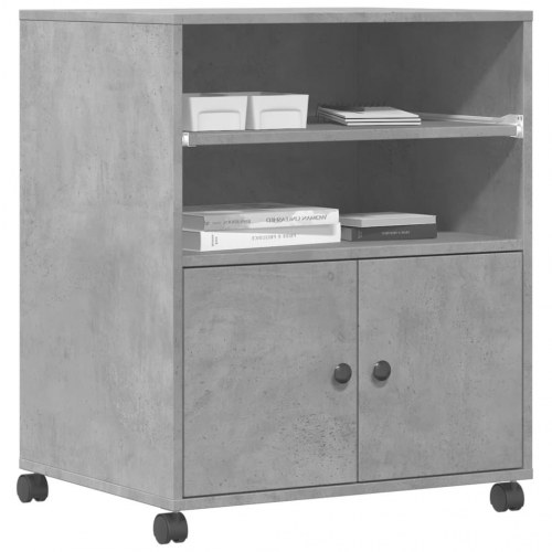 Printerstativ med hjul 60 x 48 x 74 cm - betongrå