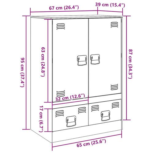 Skab 67x39x95 cm stål sort