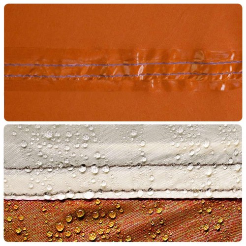 Tarp 420 × 440 cm - vandafvisende campingpresenning, grå/orange
