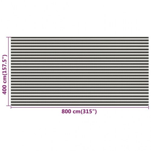 Telttæppe 400 × 800 cm i HDPE - antracitgrå/hvid