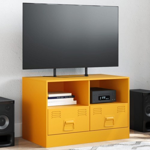 TV-bord i stål 67 x 39 x 44 cm - sennepsgul