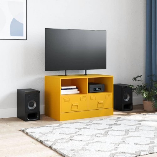TV-bord i stål 67 x 39 x 44 cm - sennepsgul