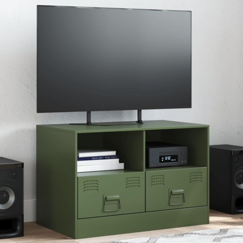 TV-bord i stål 67 x 39 x 44 cm - olivengrøn