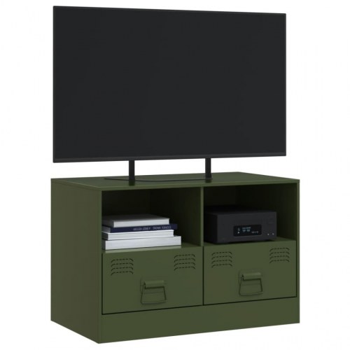 TV-bord i stål 67 x 39 x 44 cm - olivengrøn