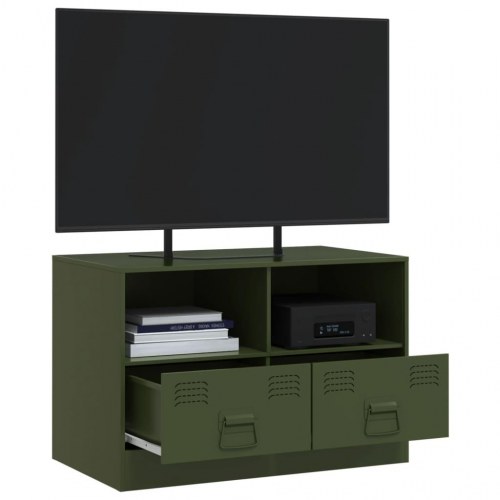TV-bord i stål 67 x 39 x 44 cm - olivengrøn