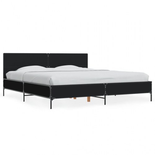 Sengestel med hovedgærde 200 x 200 cm - sort