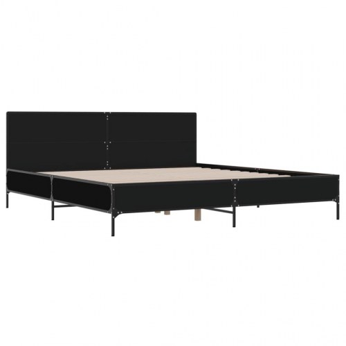 Sengestel med hovedgærde 200 x 200 cm - sort