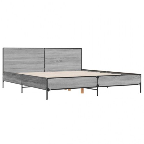 Sengestel 200 x 200 cm i konstrueret træ og metal - grå sonoma-eg