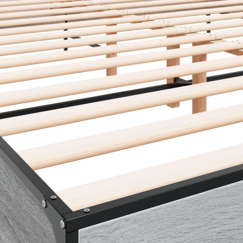 Sengestel 200 x 200 cm i konstrueret træ og metal - grå sonoma-eg