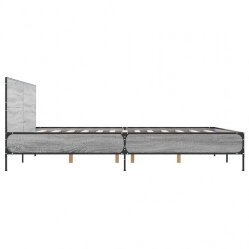 Sengeramme 120 x 200 cm med hovedgærde - grå sonoma-eg