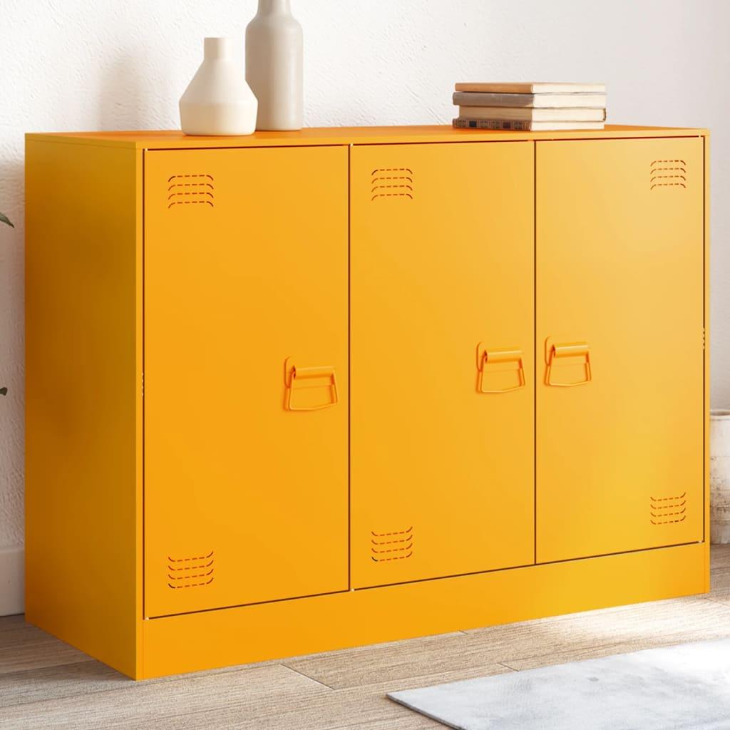 Skænk i stål 99 × 39 × 73 cm - sennepsgul, 3 låger