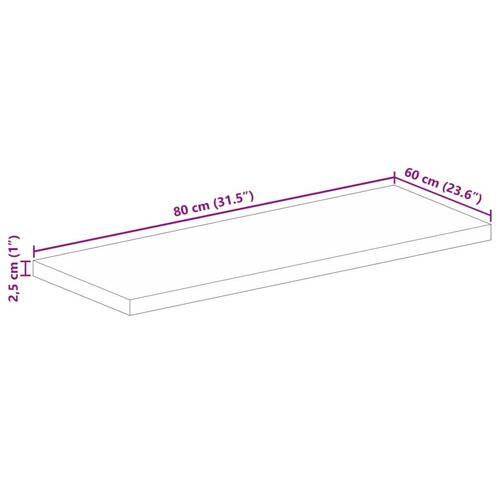 Bordplade 80x60x2,5 cm rektangulær massivt akacietræ